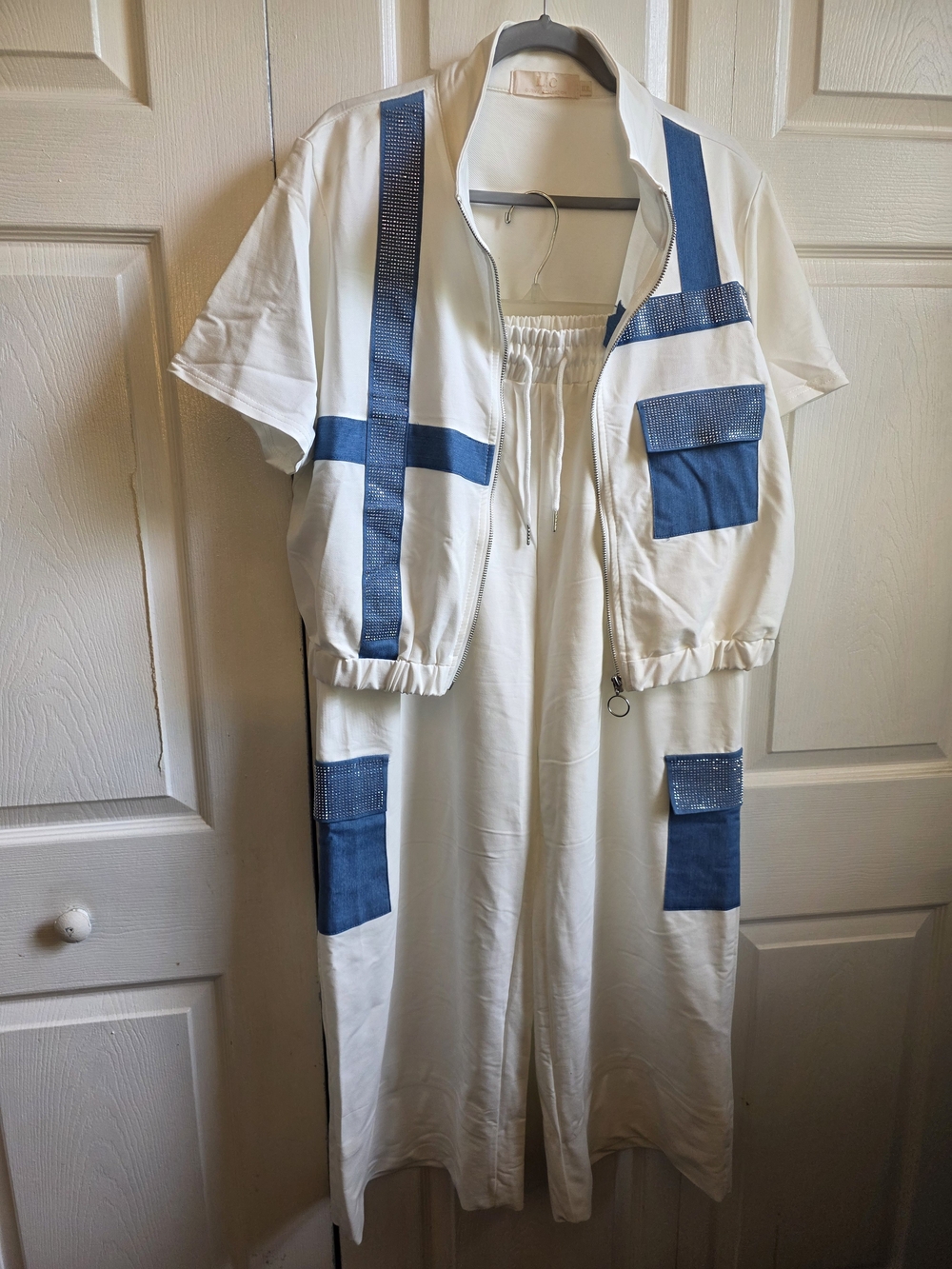 Two-Piece Faux Denim Pantsuit